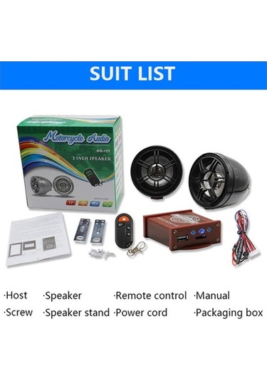 Besthome1 Ty-908bt Bluetooth Motosiklet Hoparlörü - Çift 3'' Hoparlörlü, Uzaktan Kumandalı, Çalma Fonksiyonu, 12v Ses Sistemi
