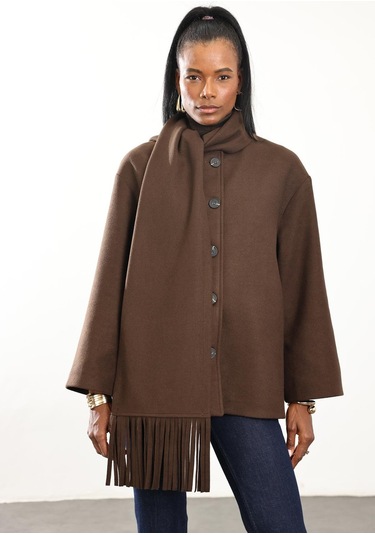 Kahverengi Atkılı Kaşe Mont D99800 Kahverengi