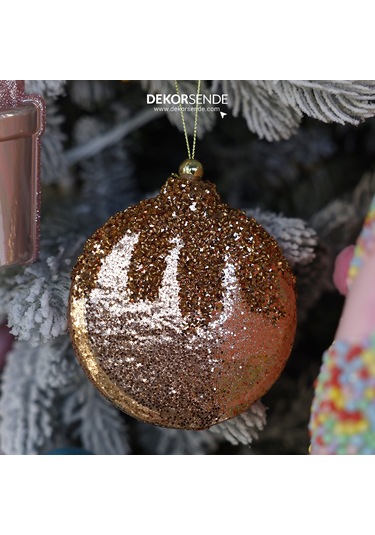Yılbaşı Süsü Pullu Yuvarlak Süs Bronz 10 Cm