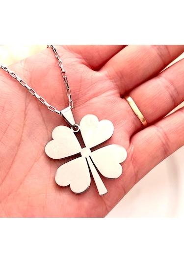 Gns Aksesuar 4 Yapraklı Yonca Şık Zincir 316l Çelik Kolye