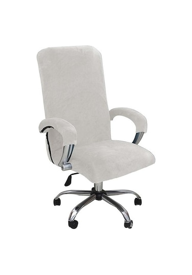 Fildişi 1 Takım Kadife Elastik Sandalye Kapak Kalınlaşmış Çıkarılabilir Xlwith Armrest