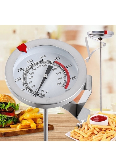 Kızartma, Yemek Pişirme, Hindi, Gıda, Süt İçin Tencere Klipsli 40cm Uzun Kök Paslanmaz Çelik Termometre