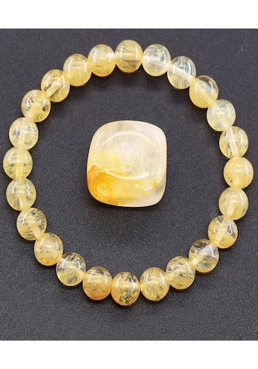 Doğal Taş Sitrin Bileklik Para Taşı Cüzdan Boy Sitrin Taşı Hediyeli Çok Renkli