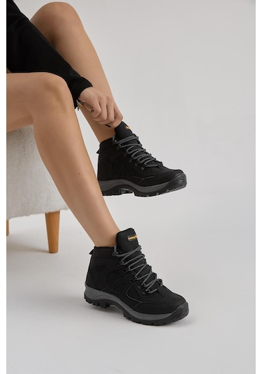 Rahat Kalıp Bağcıklı Unisex Siyah Trekking Bot V2rts-0 Siyah