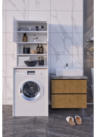 Çamaşır Makinesi Dolabı Beyaz