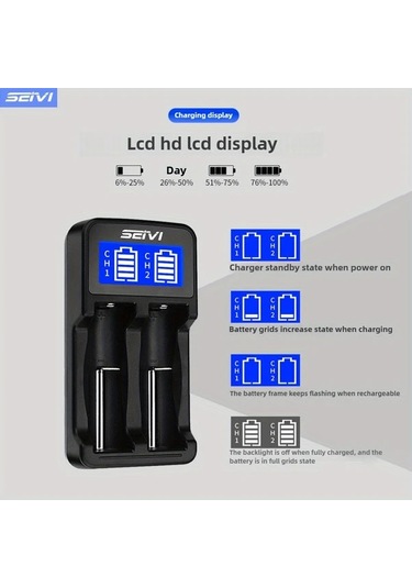 Xuweiwei Seıvı Evrensel Akıllı Şarj Cihazı Pil Şarj Cihazı Sw-1 İki Tip-c Portlu Lcd Ekran Çoklu Pil Uyumlu 18650 26650 21700 Aa Aaa