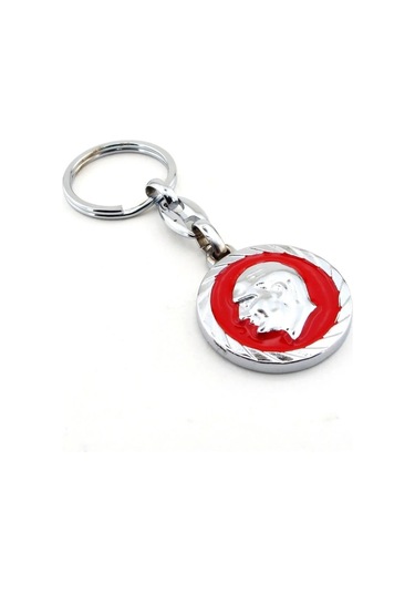 Mustafa Kemal Atatürk Portre Metal Anahtarlık Kırmızı