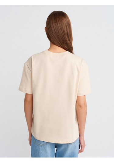 Dilvin 30312 Dekoratif Dikişli Bisiklet Yaka Tshirt-taş Taş