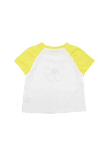 Organik Pamuk Çiçek Desenli Reglan Kol Kız Çocuk Tshirt 001