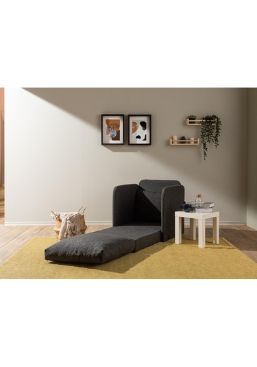 Pafu Saga Tekli Katlanır Yataklı Koltuk Keten Koyu Gri