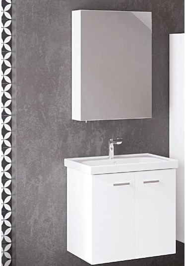 Denko Terra 60 Cm Mdf Beyaz Banyo Dolabı Takımı Beyaz