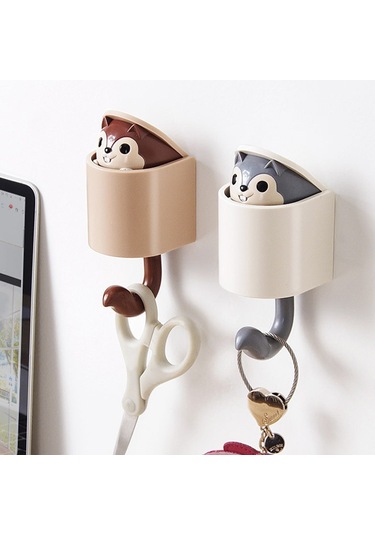 İki Görünmez Sincap Kancası Şemsiye Anahtarlık Yapışkanlı Montaj Diğer