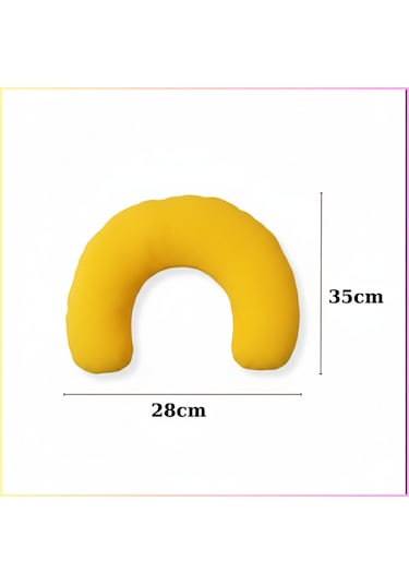 Sarı Polar Araç Boyun Yastığı 35x28 Cm Araba Uçak Otobüs Ev Ve Ofis Seyahat Yolculuk Yastığı Sarı