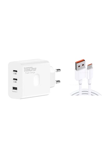 Schitec 160w 2xtype-c + Usba Quick Charger 5.0 Teknolojili Ev Tipi 3 Çıkışlı 6a 120w Usba To Type-c Kablolu Şarj Aleti