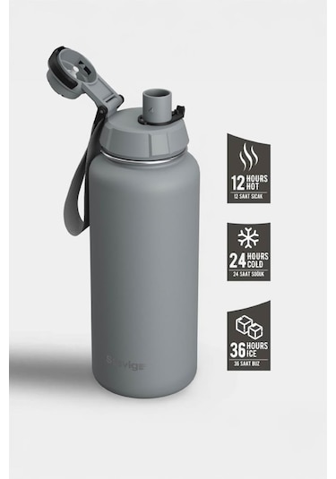 Stevig 1 Hand Leak-proof Sızdırmaz Çelik Termos 1000 Ml Grey St-214