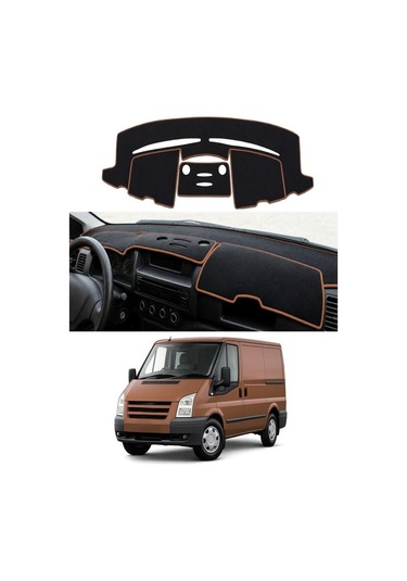 Ford - Transit 2000-2013 2 Uyumlu Torpido Koruma Kılıfı - Kahverengi Şeritli