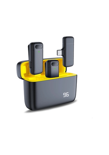 Yaka Mikrofonu Şarj Kutusu İle Canlı Röportaj İçin 2.4g Kablosuz