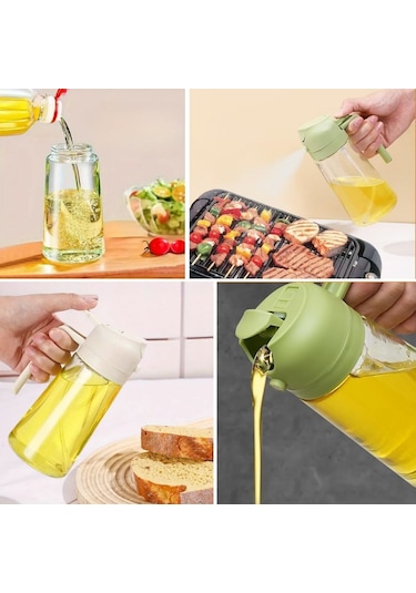 Buffer 2si 1arada Yağ Dökücü Ve Spreyli Yağdanlık Cam Yağ Püskür Şeffaf