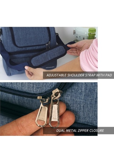 Tongxida Siyah 2 Bölme Isı Saklama Çantası, Oxford Kumaş Bento Çanta, Piknik Kamp Çantası Siyah