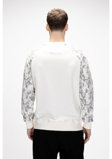 Deep Marshmallow Crewneck Erkek Baskılı Sweatshirt Beyaz