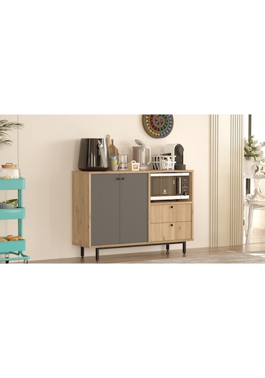 Mocha Kahve Köşesi Çok Amaçlı Dolap Mutfak Dolabı Sepet-antrasit