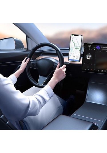 Dancemonkey A8s Tesla Araba Ekran Tabanı 15 W Kablosuz Şarj Navigasyon Braketi Siyah