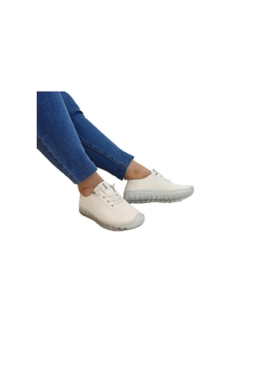 Voyager 9050 Beyaz Hakiki Deri Şeffaf Taban Bayan Ayakkabı Beyaz