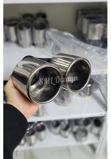100lük Çiftli Büyük Egzoz Ucu 100 Mm Egzos-egsoz-eksoz Ucu
