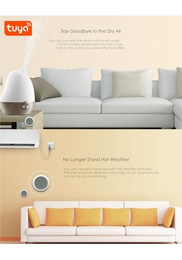 Didadodo Zigbee Akıllı Sıcaklık-nem Sensörü - Uzaktan Yönetimli Uyarı, Uzun Pil Ömrü Beyaz Beyaz