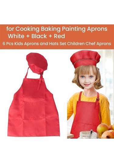 Ulzyvf Yemek Ve Siyah Siyah Seti Şapka Pişirme Parça Önlük Kırmızı Kırmızı Fırınlama Çocuk Beyaz Beyaz 6 + + & & Vq Beyaz - Siyah - Kırmızı