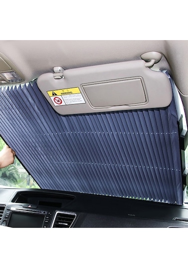 Ally 46 CM Araç Ön Cam Güneşlik Otomatik Geri Çekilebilir Branda Siyah - Gri