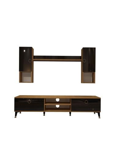 Decoraktiv Eko 5da Mdf Dvd Gold Tv Ünitesi Tv Sehpası Pera - Siyah