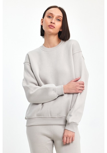 Odda Bisiklet Yaka Sweatshirt Gri