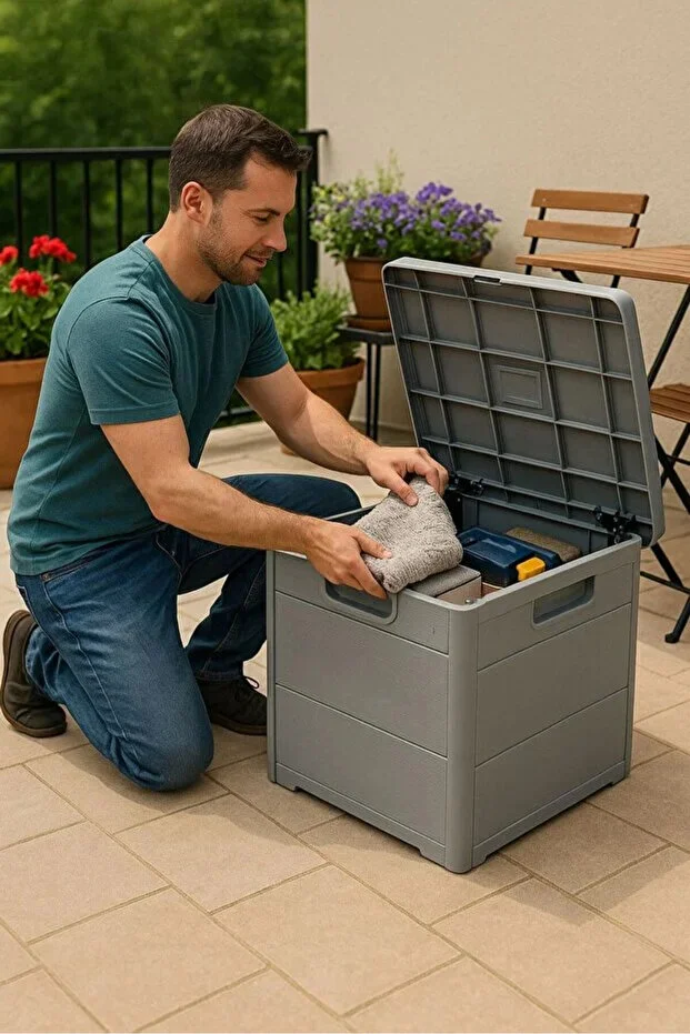 120 Lt Bahçe, Balkon, Kiler, Depolama Sandığı Gri