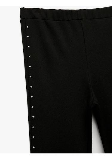 Koton Taş Detaylı Beli Lastikli Siyah Kız Çocuk Pantolon 6wkg40036ak Siyah