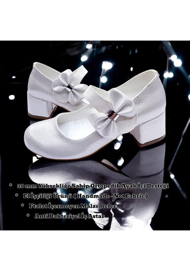 Beebron Ortopedik Topuklu Abiye Kız Çocuk Ayakkabı Starry Series Abiayk2401 Beyaz Beyaz