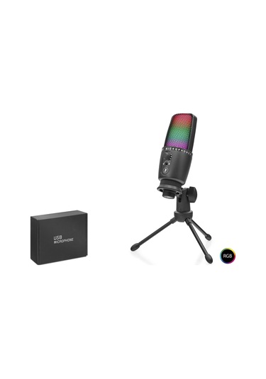 Profesyonel Gaming Rgb Mikrofon Dokunmatik Mute Ve Gain Kontrollü Type-c - Siyah Me31