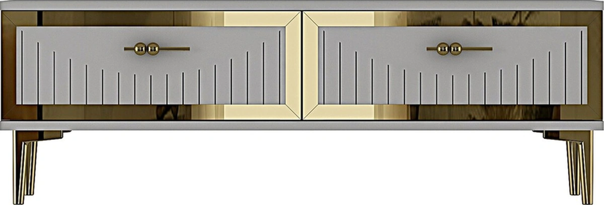 Tsa1204bg - Tunatv120 Tv Stand, Tv Sehpası Beyaz-gold 120cm Beyaz