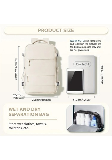 Dashanshop Hafif Nylon Seyahat Sirt Cantasi Beige With Brown Laptop Bolmeli Ayarlanabilir Askili Cok Cepli Is Gundelik Kullanım A Gri