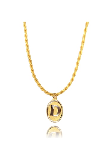 14 Ayar D Harf Sarı İpli Kolye