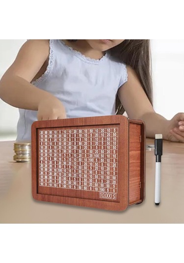 Ahşap Para Kutusu, Para Hedefi Ve Sayılar İle Sayıcı, Taşınabilir Depolama Kutusu, Yetişkinler Ve Çocuklar İçin Para Tasarruf Kutusu, 10000 Dolar