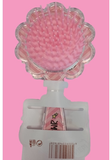 Gökbin Kız Çocuk 3D Pullu Trend Açma Tarama Barbie Çiçekli Saç Fırçası