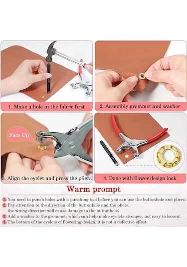 Ccgloball Grommet Kuşgözü Pense Seti, Metal Kuşgözü İle 1/4 Inç 6mm Alet Kiti