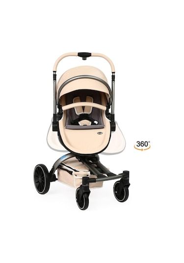 Yoyko Spin 360 Derece Dönebilen Bebek Arabası Latte Gri Kasa