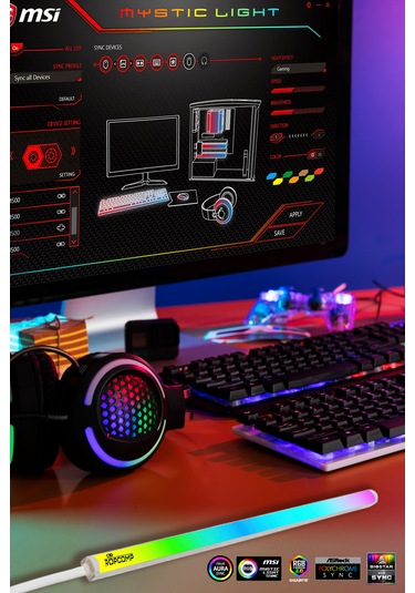 Ropcomp Argb Pc Kasa Aydınlatma Led 30 Cm - Beyaz