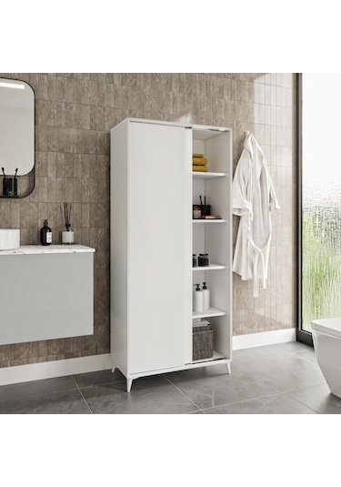 Sürgülü Çok Amaçlı Banyo Dolabı - Tamamı 1. Kalite Mdf Beyaz