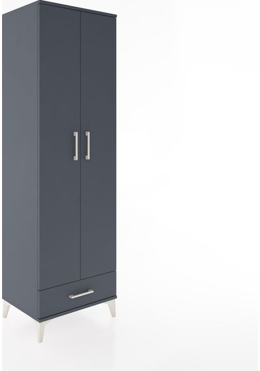 Hyperion Dolap 5 Raflı Tek Çekmeceli Tek Askılı 60x44x195 Ant... Antrasit