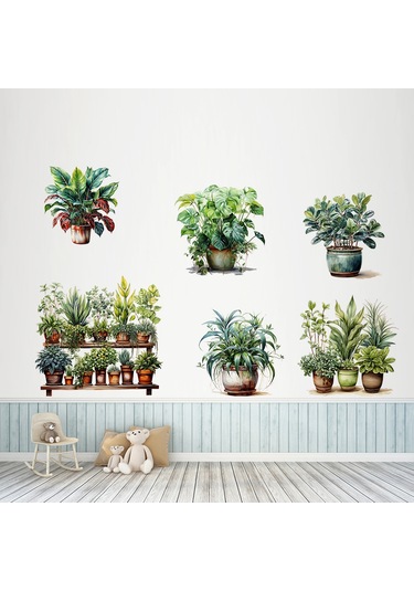 6 Li Sticker Saksılı Çiçek Modelleri 5060 Çok Renkli