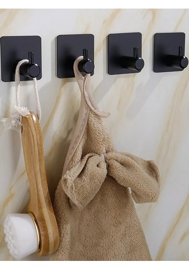 Vesalka Dla Polotenec Banyo Havluları İçin Duvara Monte Kendinden Yapışkanlık Kancalar 4 Adet 227427863 Siyah