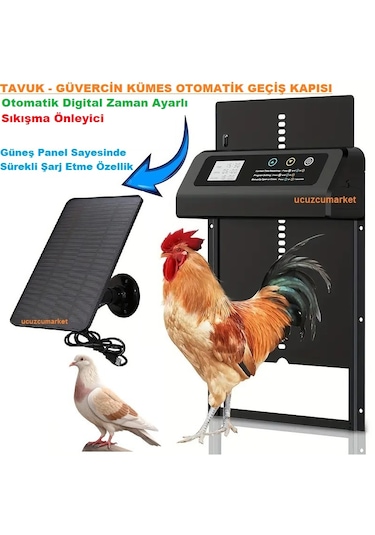 Tavuk-güvercin Kümes Otomatik Geçiş Kapısı Otomatik Digital Zaman Ayarlı - Güneş Panelli